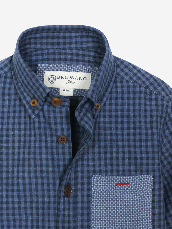 Navy Gingham Half Sleeve Casual Shirt