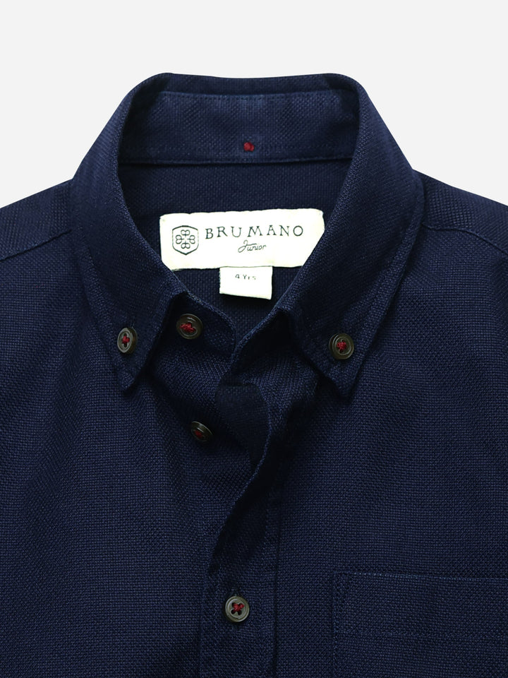 Navy Indigo Dyed Short Sleeve Shirt Brumano Pakistan