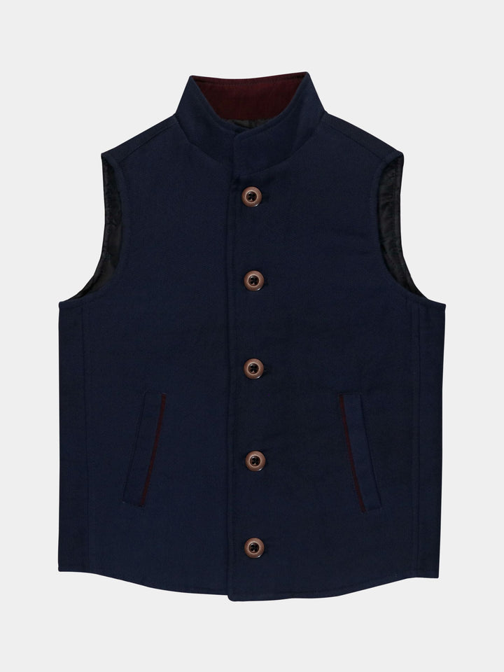 Navy Structured Quilted Casual Sleeveless Vest Brumano Pakistan