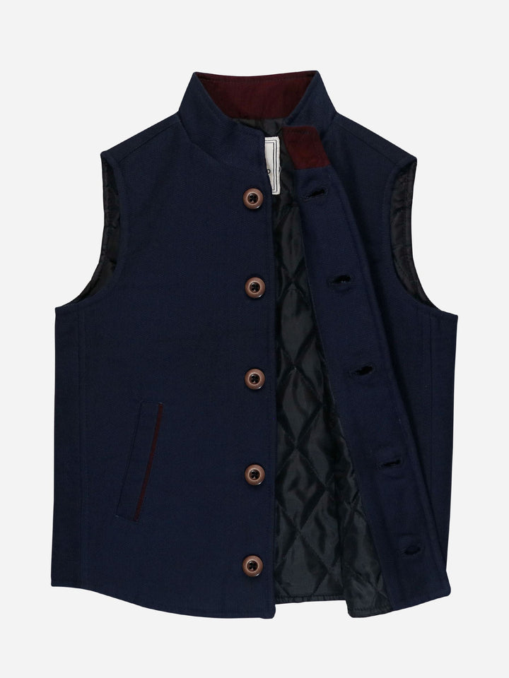 Navy Structured Quilted Casual Sleeveless Vest Brumano Pakistan