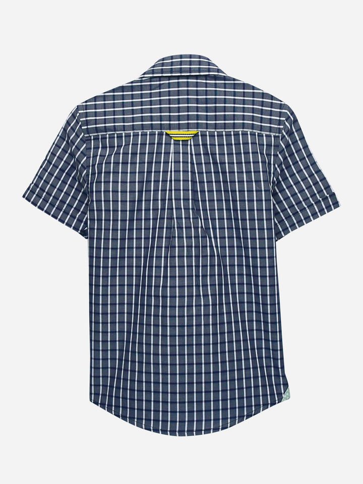 Navy & White Gingham Short Sleeve Casual Shirt Brumano Pakistan