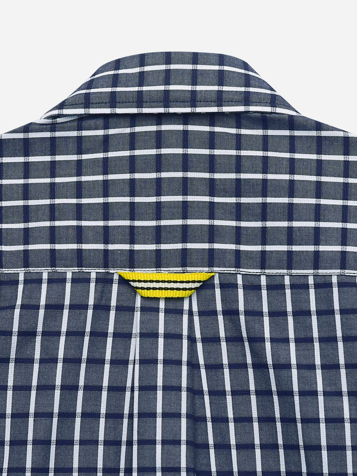 Navy & White Gingham Short Sleeve Casual Shirt Brumano Pakistan