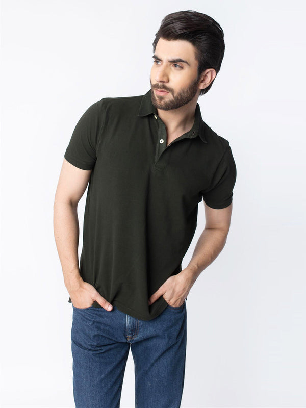 Olive Green Pique Polo