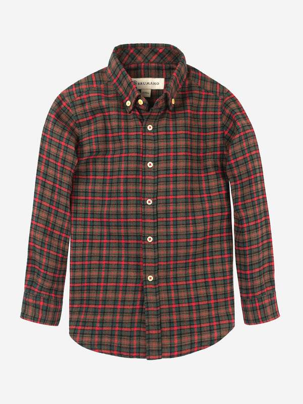 Olive & Red Casual Check Shirt