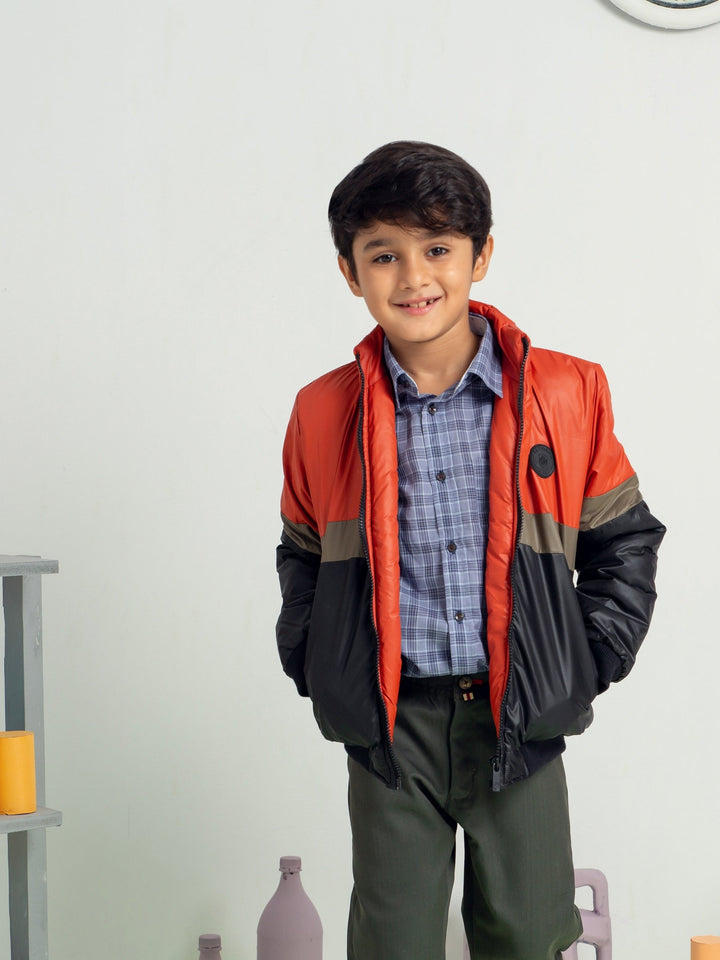 Orange & Black Casual Kids Puffer Jacket Brumano Pakistan