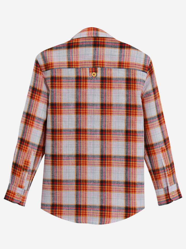 Orange Checkered Casual Shirt