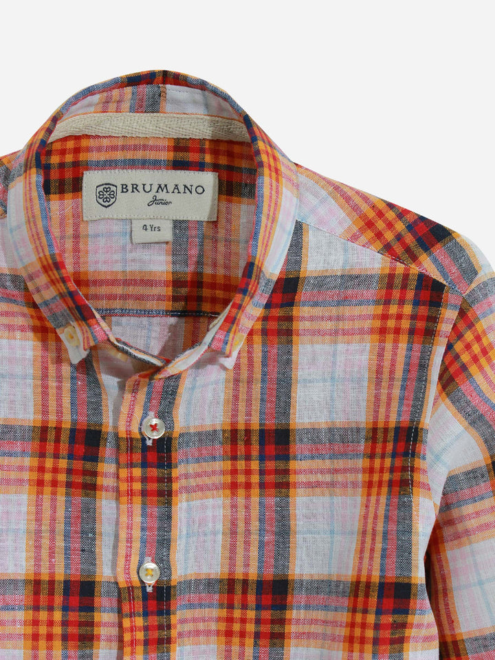 Orange Checkered Casual Shirt