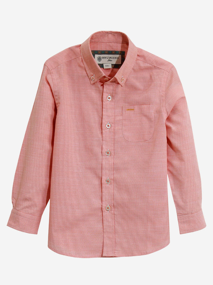 Orange Micro Textured Casual Shirt