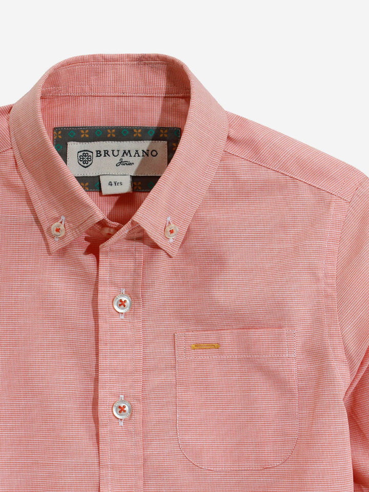 Orange Micro Textured Casual Shirt