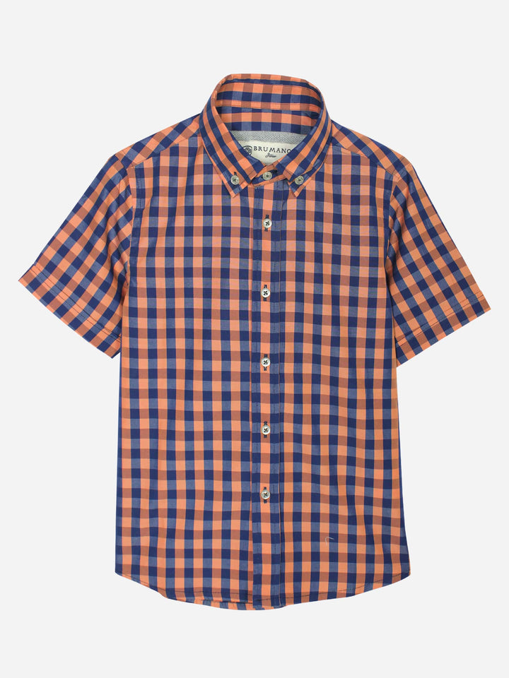 Orange & Navy Casual Half Sleeve Shirt