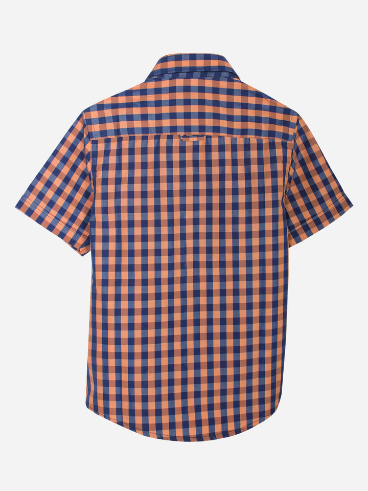 Orange & Navy Casual Half Sleeve Shirt