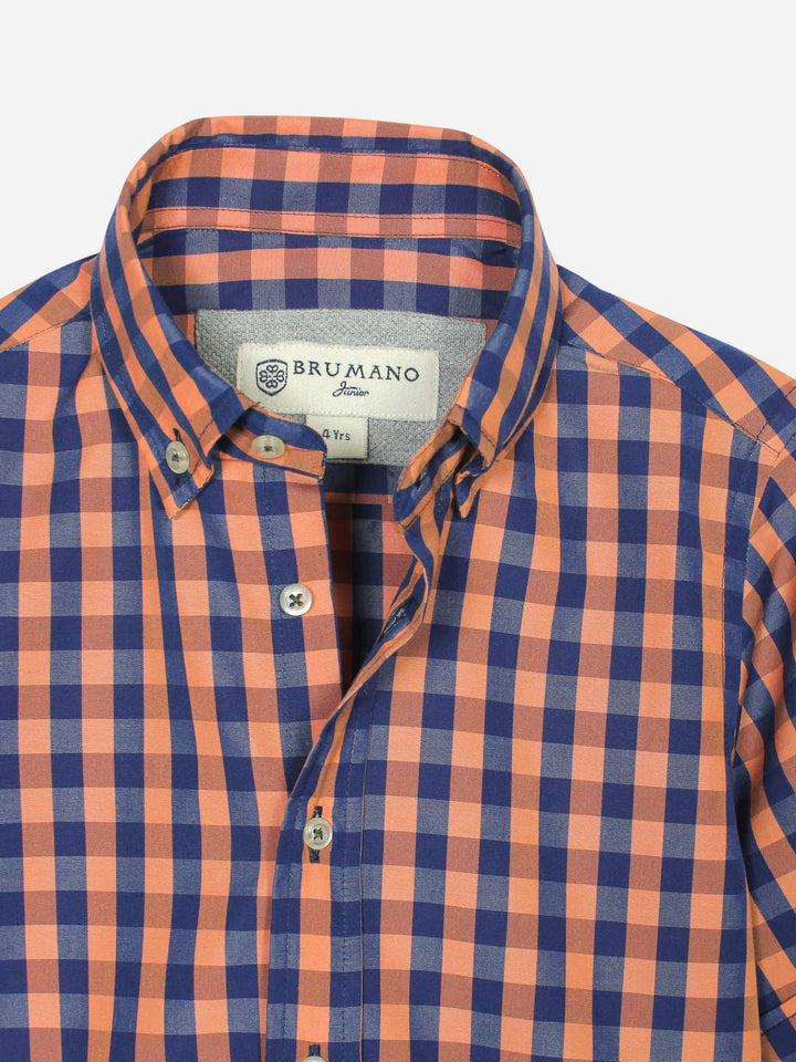 Orange & Navy Casual Half Sleeve Shirt