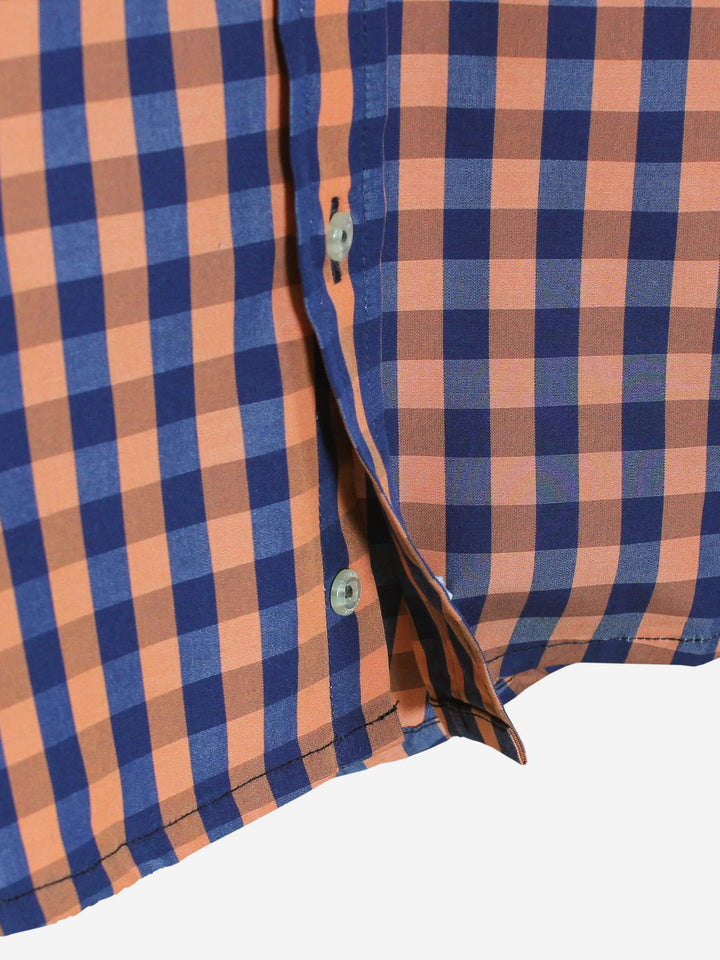 Orange & Navy Casual Half Sleeve Shirt