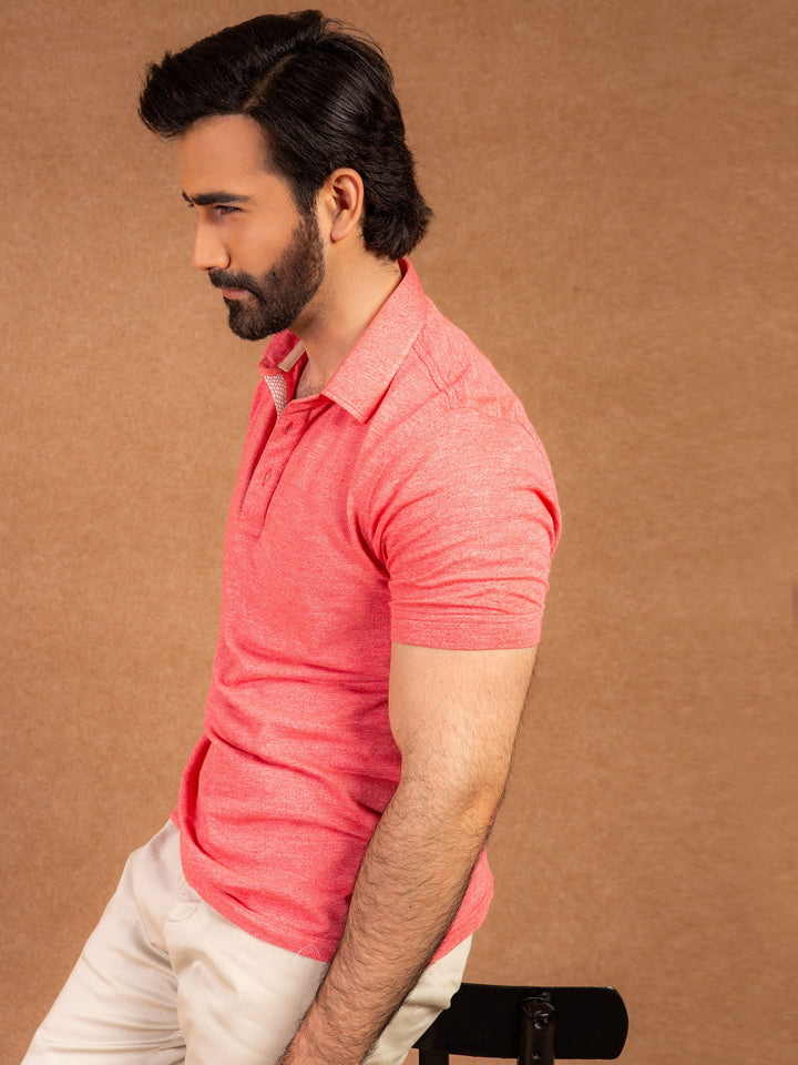 Pink Slub Textured Polo