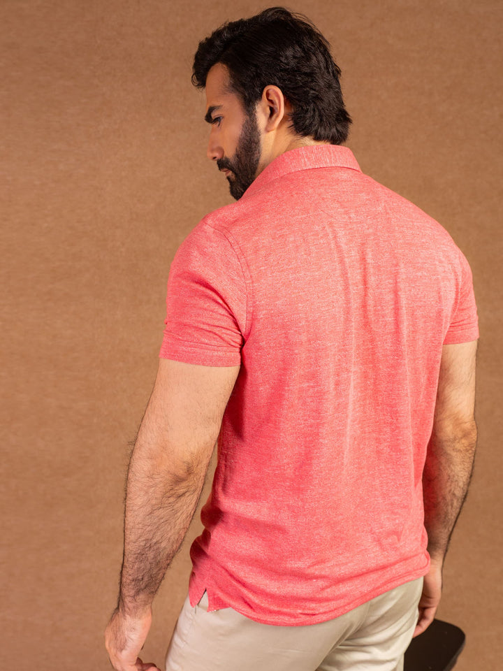 Pink Slub Textured Polo