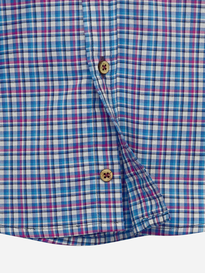 Purple & Blue Checkered Short Sleeve Casual Shirt Brumano Pakistan