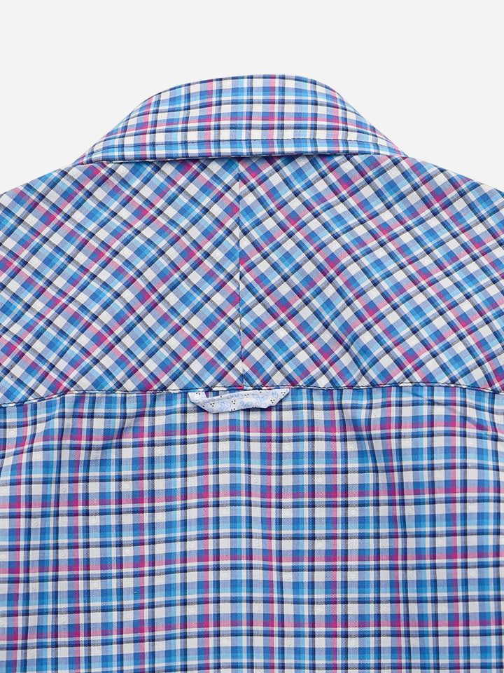 Purple & Blue Checkered Short Sleeve Casual Shirt Brumano Pakistan