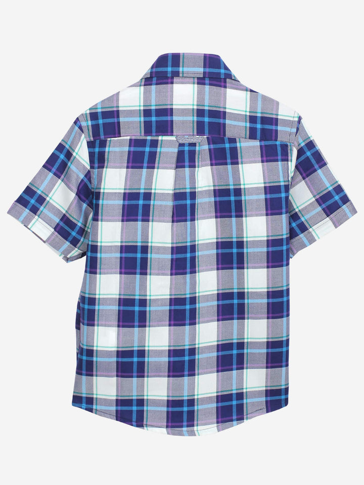 Purple Checkered Casual Half Sleeve Shirt