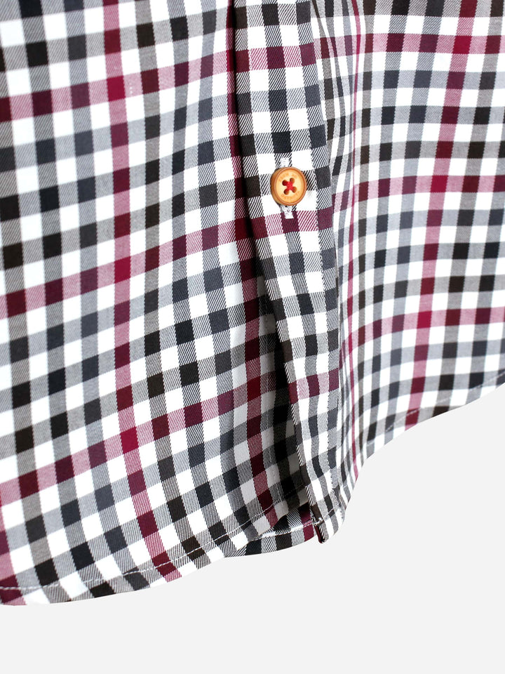 Red & Beige Casual Check Half Sleeve Shirt