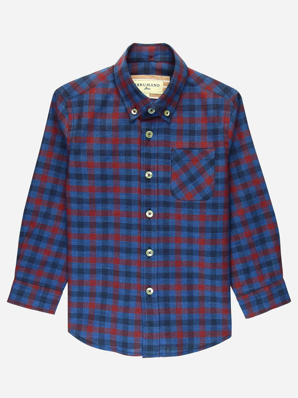 Red & Blue Casual Checkered Shirt Brumano Pakistan