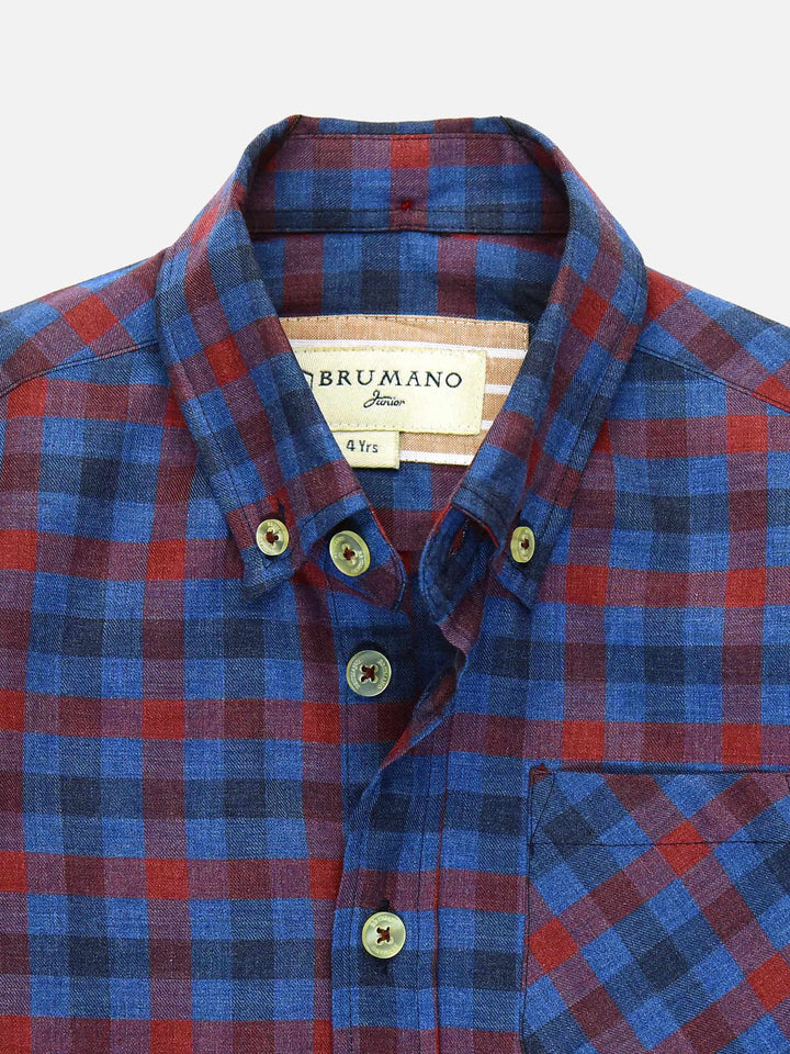 Red & Blue Casual Checkered Shirt Brumano Pakistan