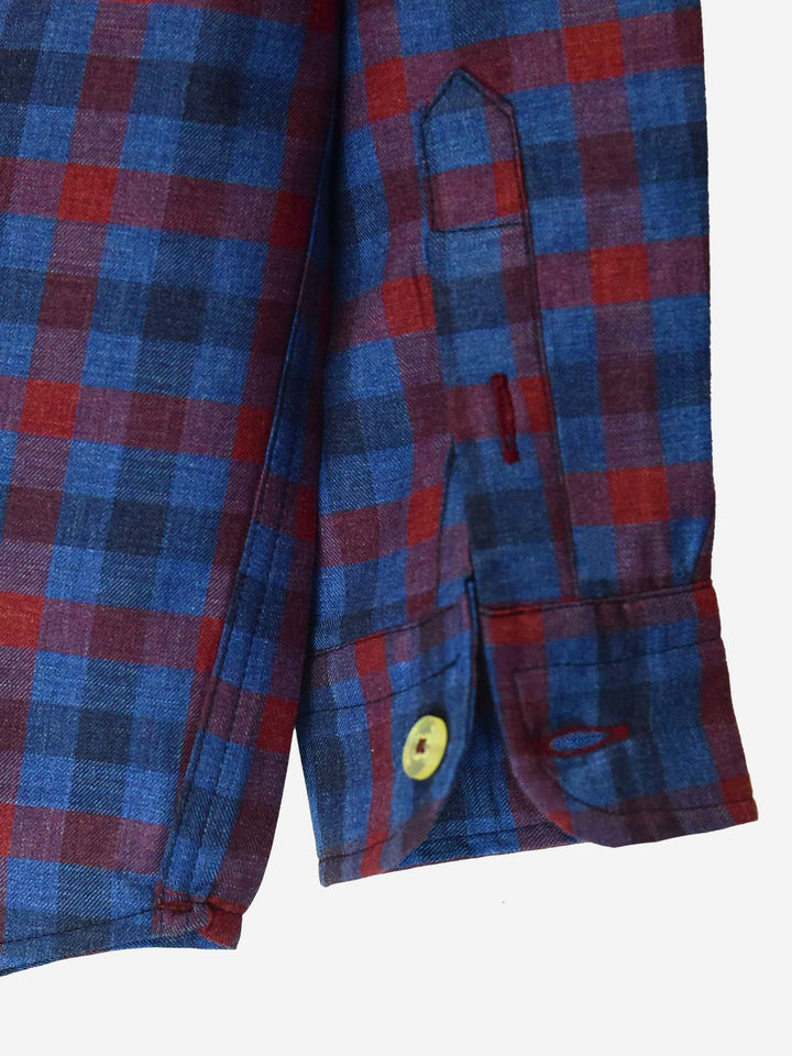 Red & Blue Casual Checkered Shirt Brumano Pakistan