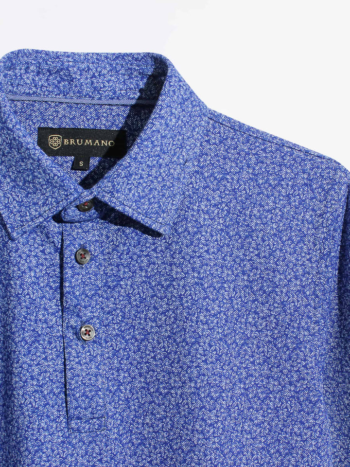 Royal Blue Floral Printed Polo