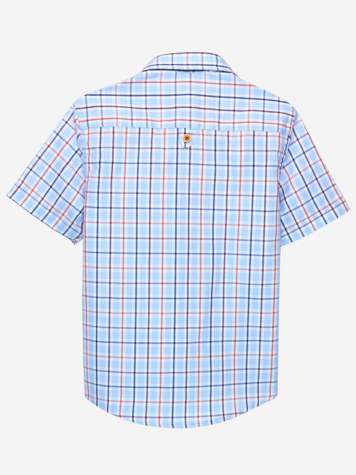 Sky Blue & Orange Casual Check Shirt Brumano Pakistan