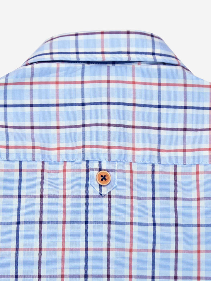 Sky Blue & Orange Casual Check Shirt Brumano Pakistan