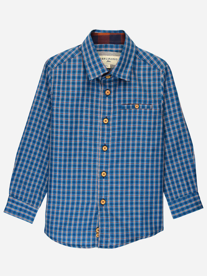 Teal Blue Casual Check Shirt Brumano Pakistan