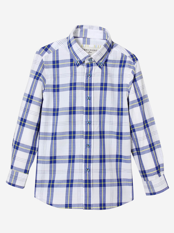 White & Blue Casual check Shirt