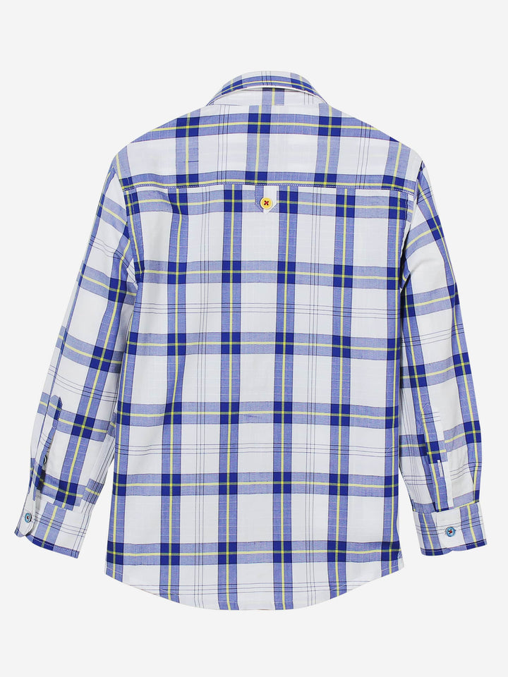 White & Blue Casual check Shirt