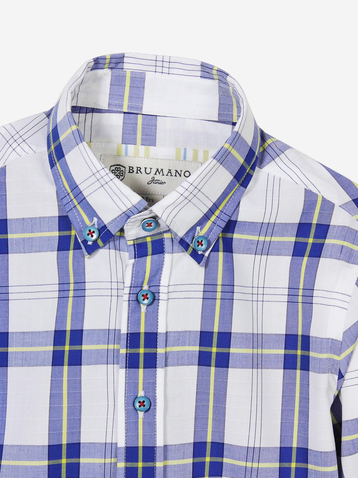 White & Blue Casual check Shirt