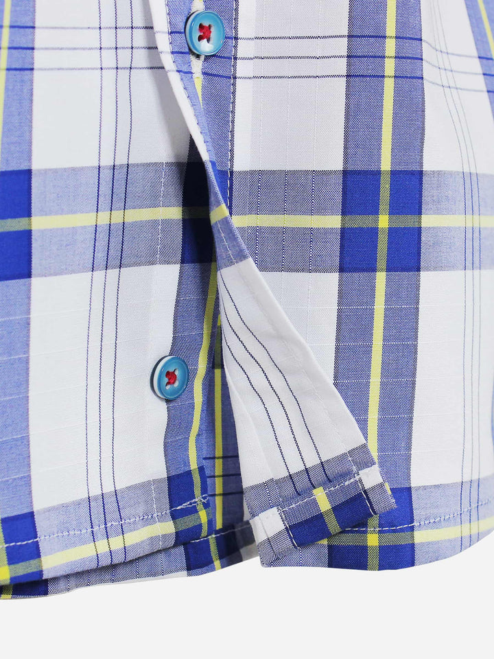 White & Blue Casual check Shirt