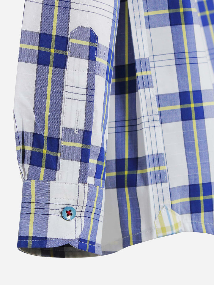 White & Blue Casual check Shirt