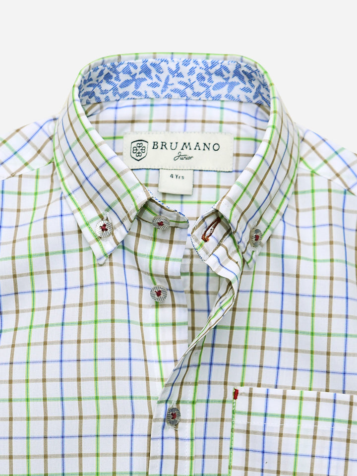 White & Green Casual Checkered Shirt Brumano Pakistan