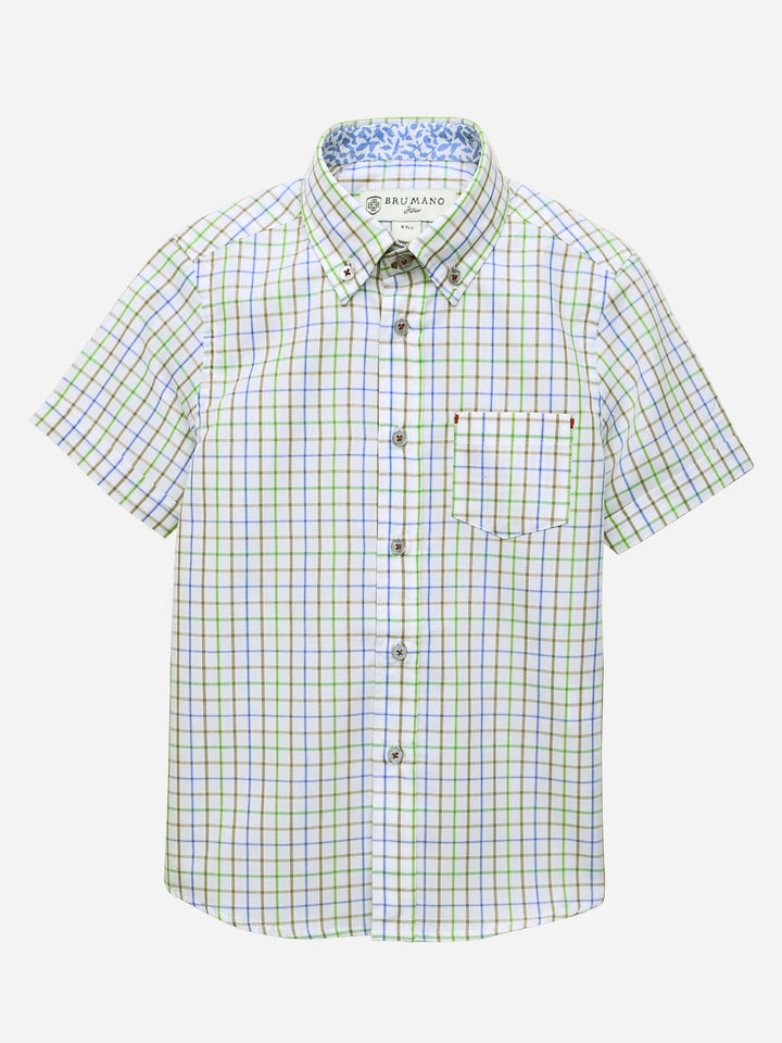 White & Green Casual Checkered Shirt Brumano Pakistan