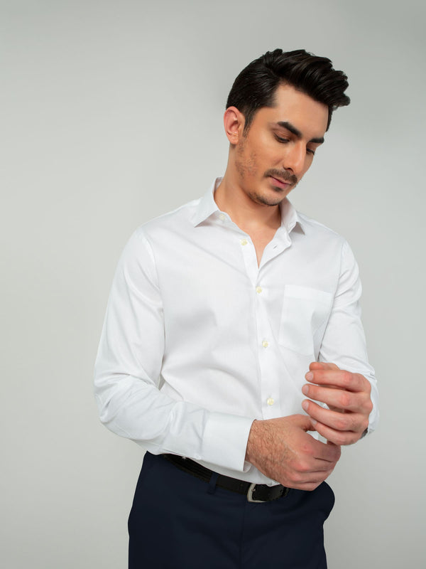 White Self Striped Shirt Brumano Pakistan