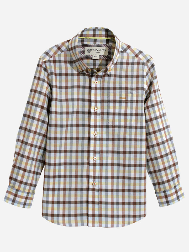 Yellow Button Down Casual Check Shirt