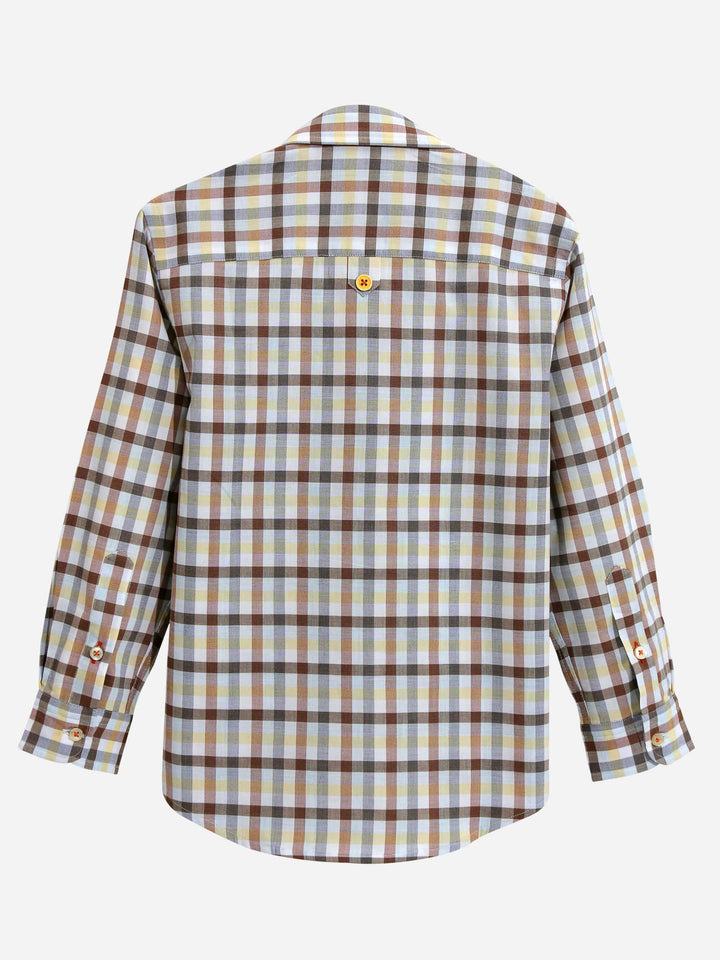 Yellow Button Down Casual Check Shirt