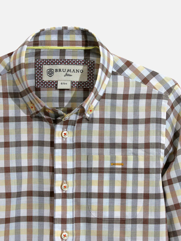 Yellow Button Down Casual Check Shirt