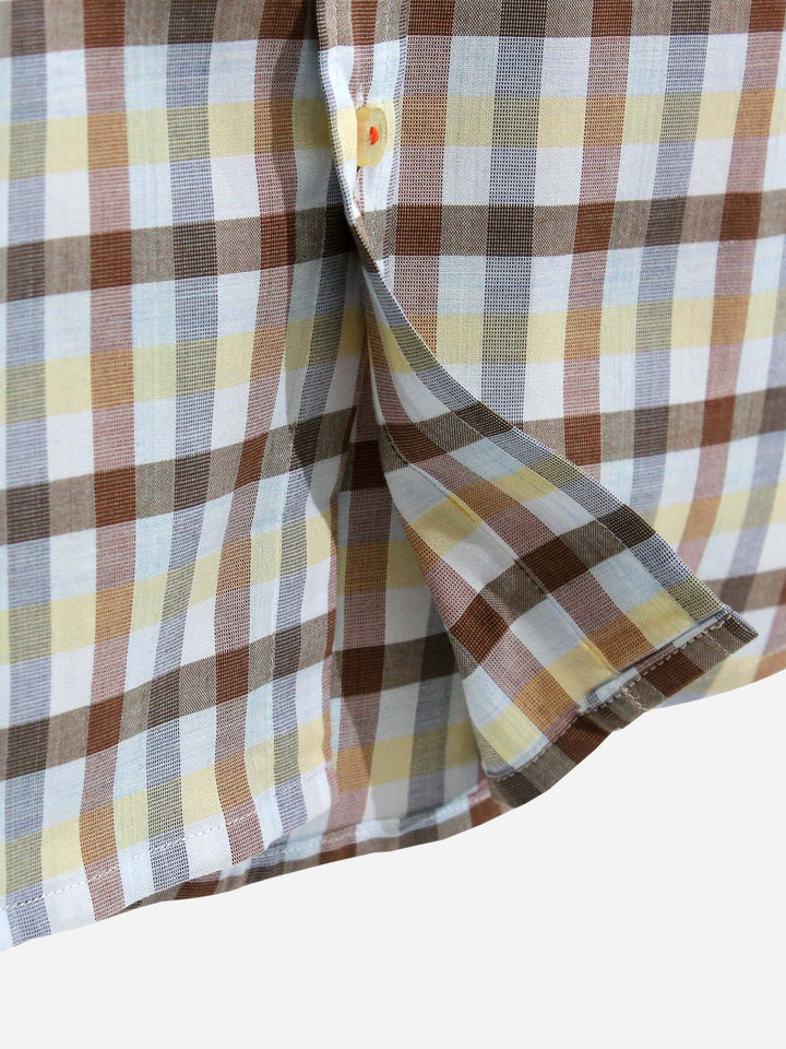 Yellow Button Down Casual Check Shirt