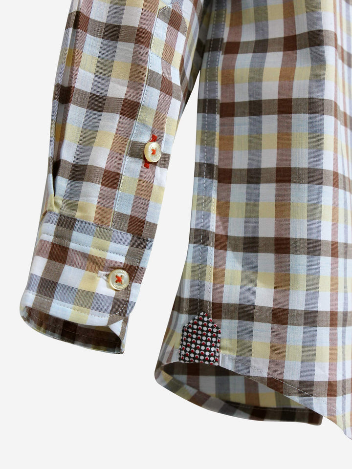 Yellow Button Down Casual Check Shirt